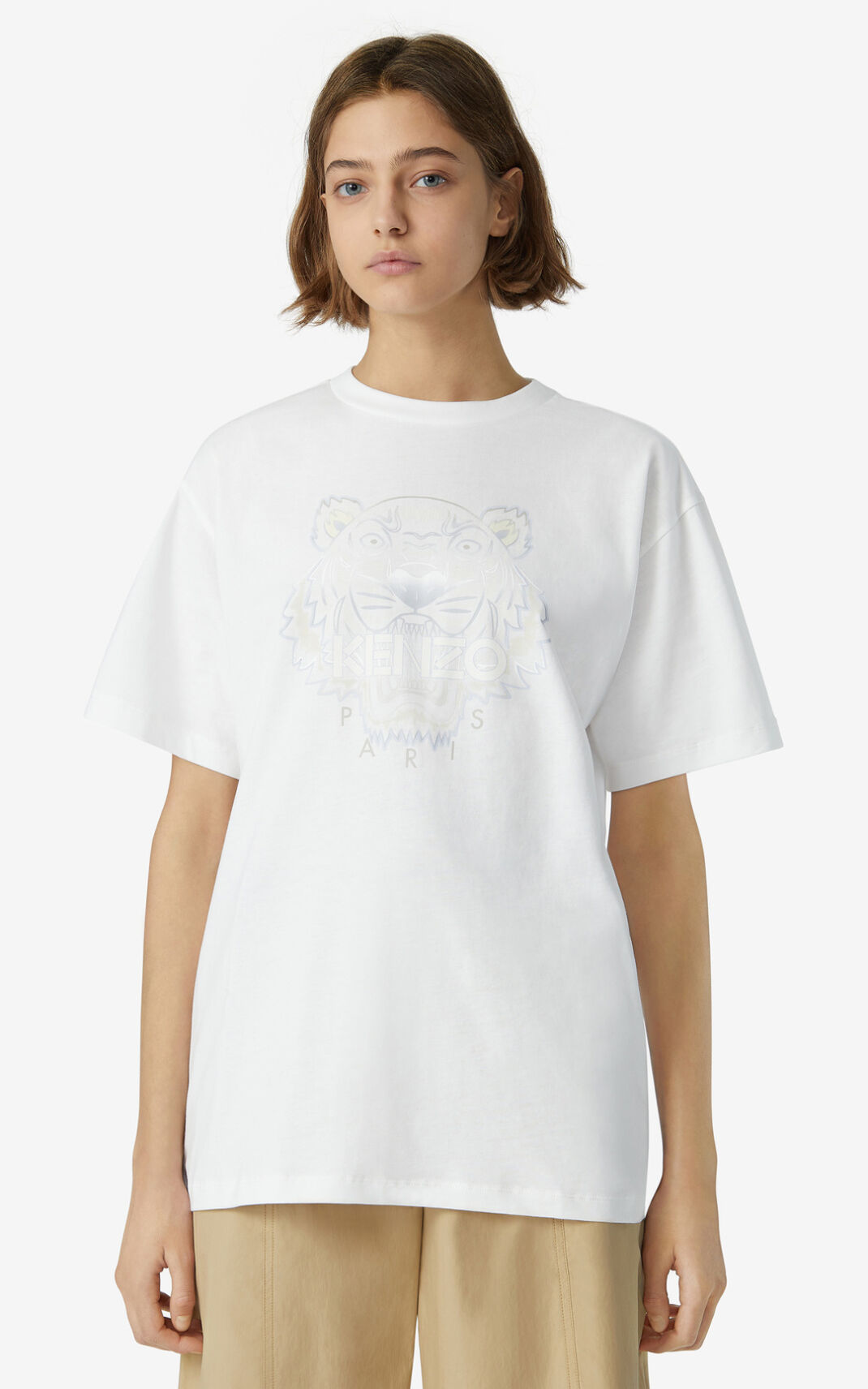 Kenzo Oversize Tiger Camisetas Mujer Blancas | 4952076-QX